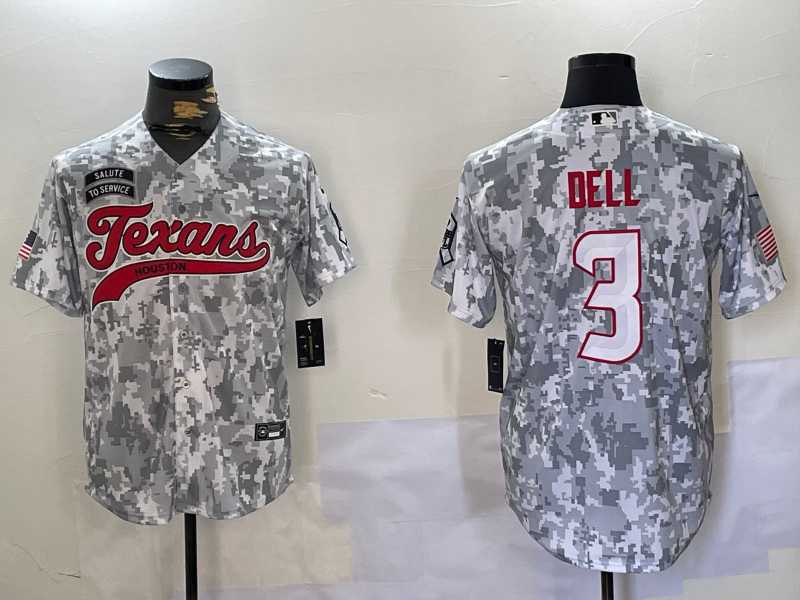 Men%27s Houston Texans #3 Tank Dell Arctic Camo 2024 Salute to Service Stitched Baseball Jersey